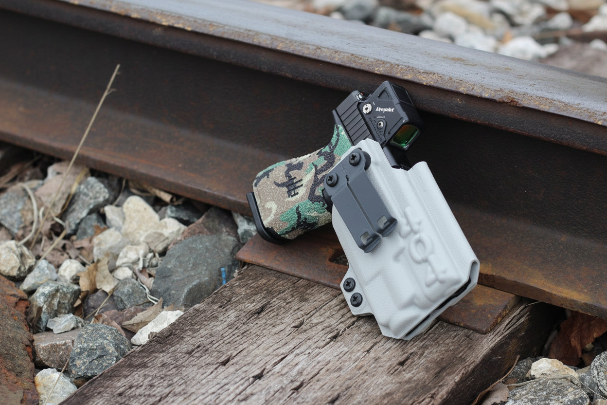 404 Concealment IWB Kydex Holster on Train Tracks - Made in the USA